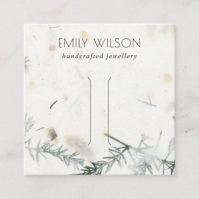 Foliage Handmade Papper Struktur Hair Clip Visning Fyrkantigt Visitkort (Framsida)