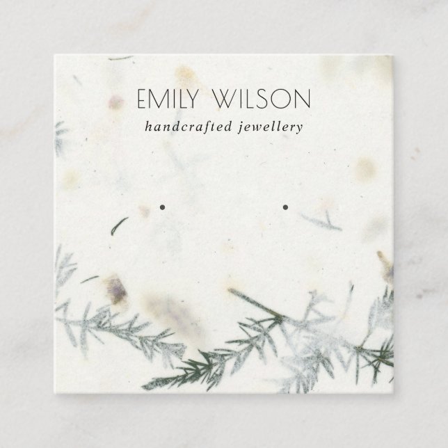 Foliage Handmade Papper Struktur Öarring Visning Fyrkantigt Visitkort (Framsida)