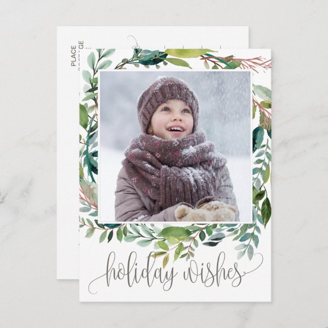 Foliage Helgdag julfotopapport i Önskemål Helg Vykort (Fram/baksida)
