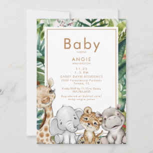Foliage Jungle Animal Baby Shower Inbjudningar