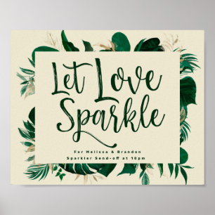 Foliage Let Kärlek Gnistra Newlyed Send-off Sign Poster