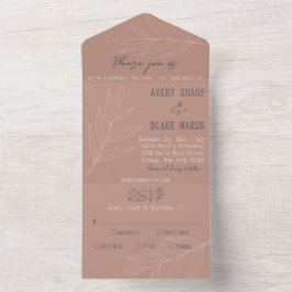 Foliage Line Art Light Terracotta & Navy Boho