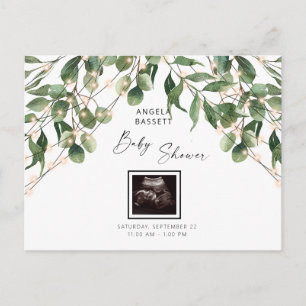 Foliage & Ljus Ultrasound Photo Baby Shower Inv. Inbjudan Vykort