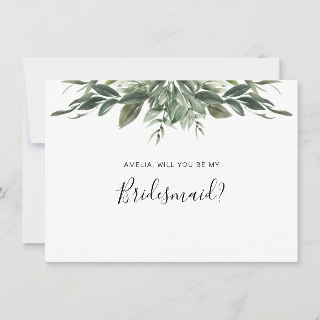 Foliage Löv Bridesmaid Flat Card Tack Kort (Framsida)