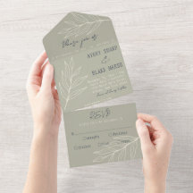 Foliage Löv Line Art Sage, Cream & Navy Boho