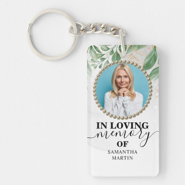Foliage Modern Memorial Gift Keychain Nyckelring (Framsidan)