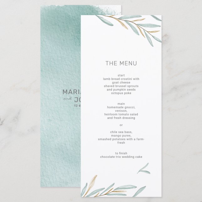 Foliage Modern Menu Meny (Fram/baksida)
