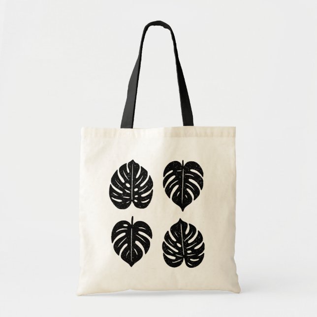 Foliage Monstera Tote Bag Tygkasse (Framsidan)
