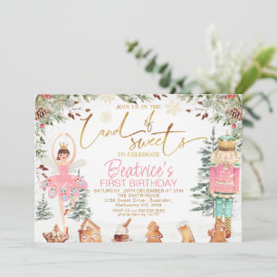 Foliage Nutcracker Sugar Plum Fairy Birthday Inbjudningar