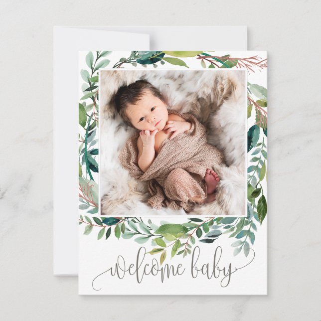 Foliage Photo Birement Announcement Card Meddelande (Framsida)