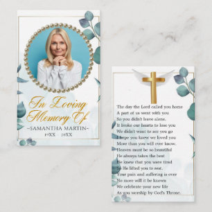 Foliage Photo Funeral Prayer Card Visitkort