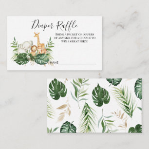 Foliage Safari Animals Diaper Raffle Card Insert Tilläggskort
