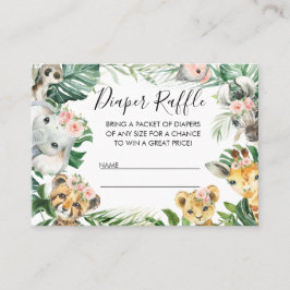 Foliage Safari Baby Shower Diaper Raffle Insert Visitkort