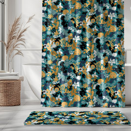 Foliage Teal Aqua Blue Mustard Black White