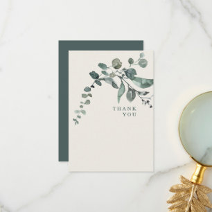 Foliage Teal & Cream Bröllop Tack Kort