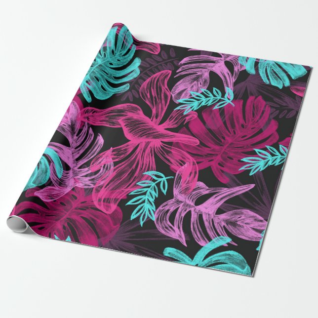 Foliage Tropical Monstera Löv Presentpapper (Utrullad)