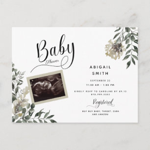Foliage Ultrasound Neutralt Fall Baby Shower Inbjudan Vykort