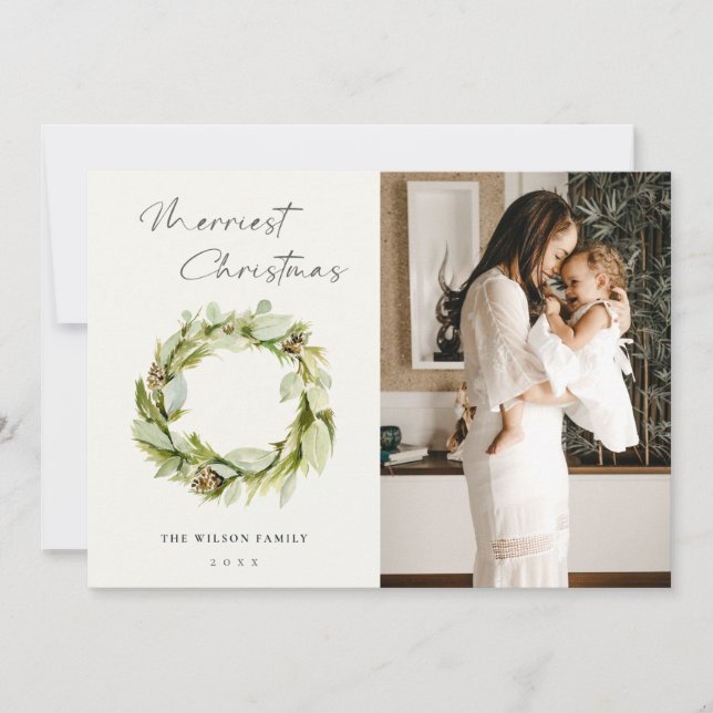 Foliage Winter Winterand Merriest julfoto Julkort (Framsida)