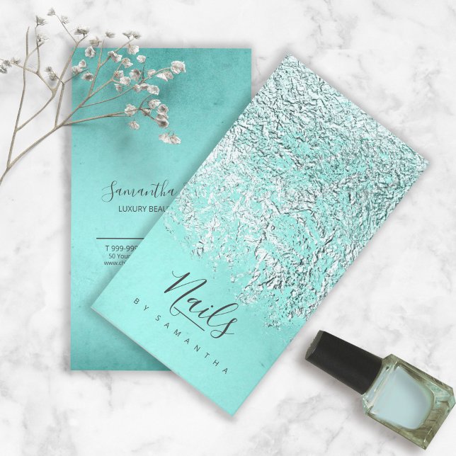Folie Abstrakt Silver Teal ID775 Visitkort (Skapare uppladdad)