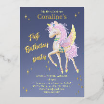 Folie födelseinbjudan 1 år med enhörning.