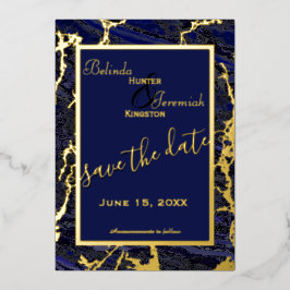 Folie & Marinblå 5" x 7" Bröllop Save the Date
