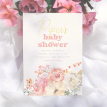 Folie Retro Blommig Flicka Bebis Shower