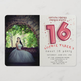 Folieballong Sweet Sixteen Födelsedagsfest  Inbjudningar
