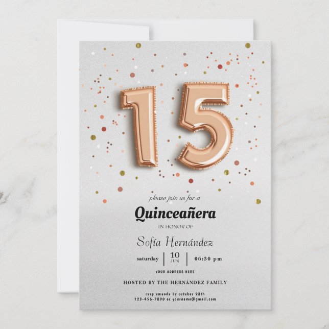 Folieballonger Quinceañera-inbjudan Inbjudningar (Framsida)