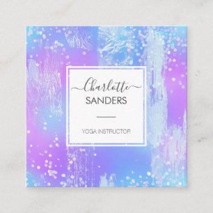 Folier av holografisk iridescent silver fyrkantigt visitkort
