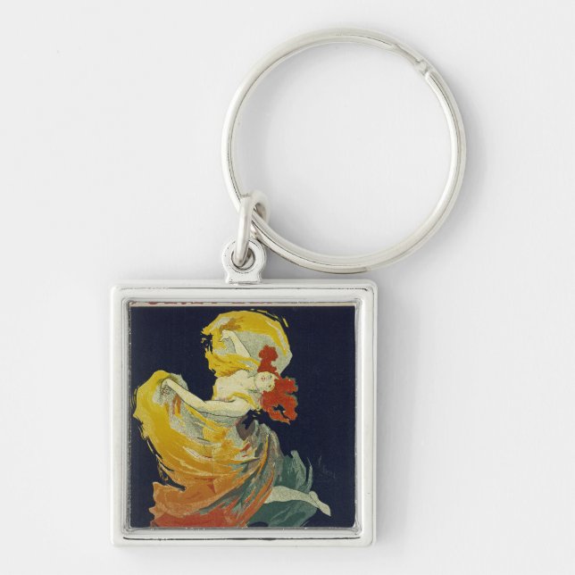 Folies Berger ~ La Loie Fuller Fyrkantig Silverfärgad Nyckelring (Framsidan)