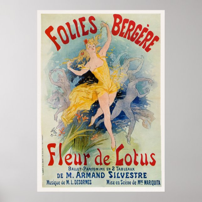Folies Bergère "Fleur de Lotus" annons 1893 Poster (Framsidan)