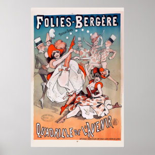 Folies Bergère Kabaré Teater Paris Frankrike Balet Poster