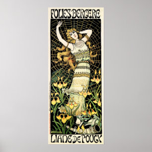 FOLIES BERGERE Liane De Pougy Frankrike Cabaret Da Poster