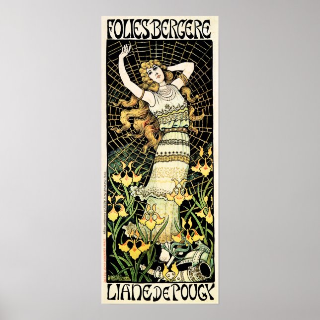 FOLIES BERGERE Liane De Pougy Frankrike Cabaret Da Poster (Framsidan)