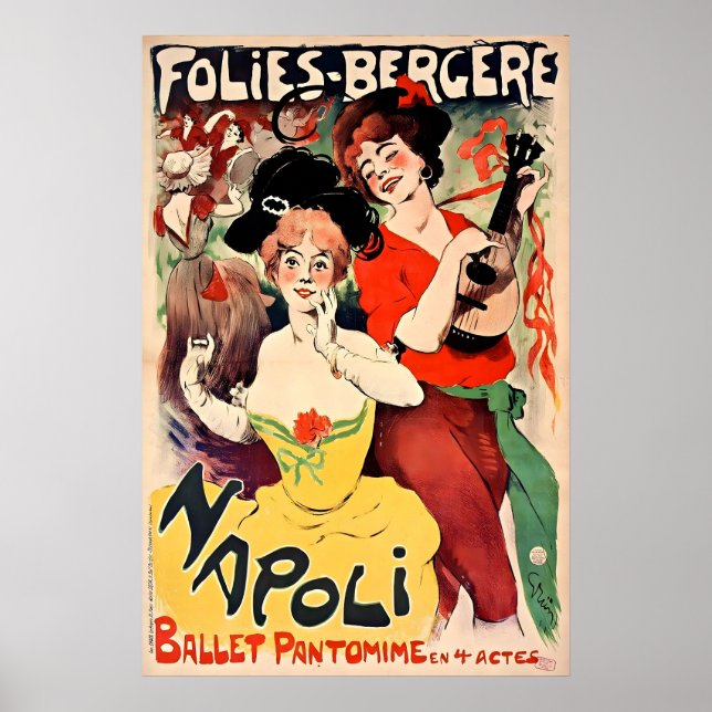 Folies Bergère Paris 1901 POSTER UTSKRIFT A5-A1 (Framsidan)