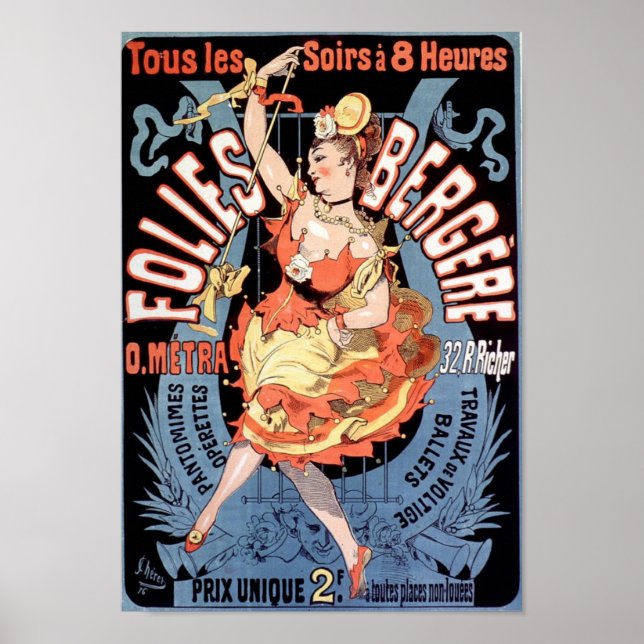 Folies Bergere Vintage Fransk Advertising Poster (Framsidan)
