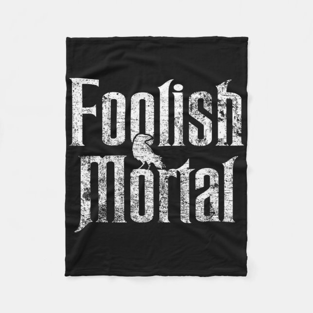 Folisk Mortal Raven White-utskrift Fleecefilt (Framsidan)