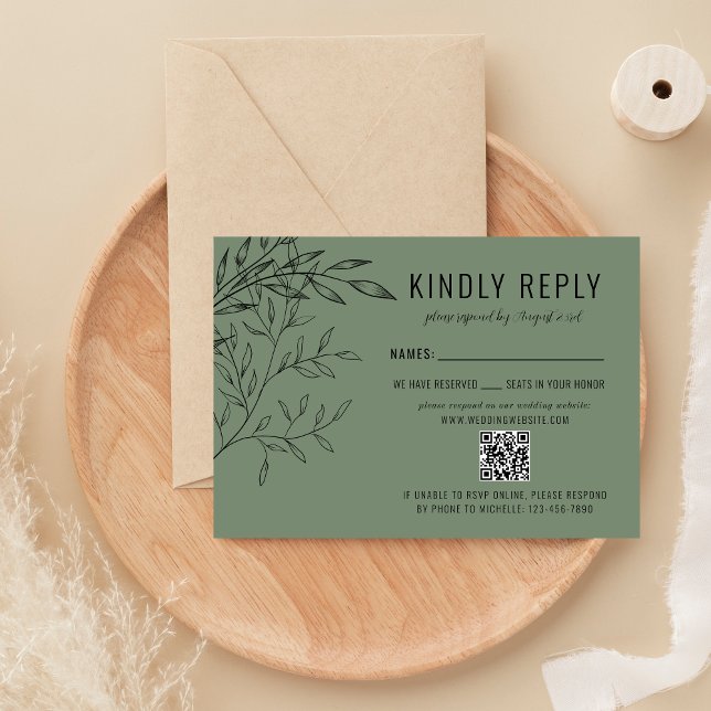 Folium | Sage Grönt | Webbplats Bröllop OSA Kort (Skapare uppladdad)