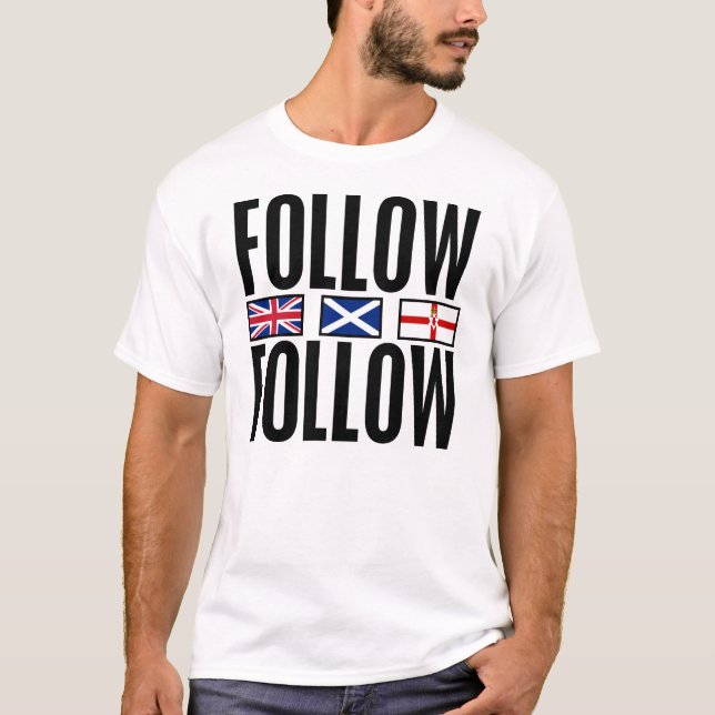 Följ 3 flaggor t-shirt (Framsida)