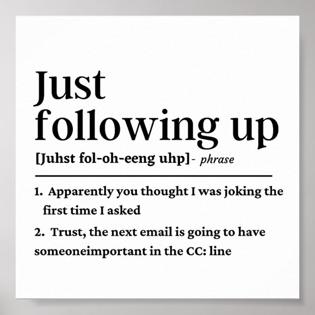 Följ bara upp en lustig definition poster (Framsidan)