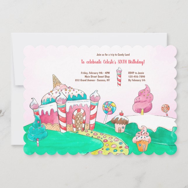 Följ Candy Land Road Inbjudningar (Framsida)