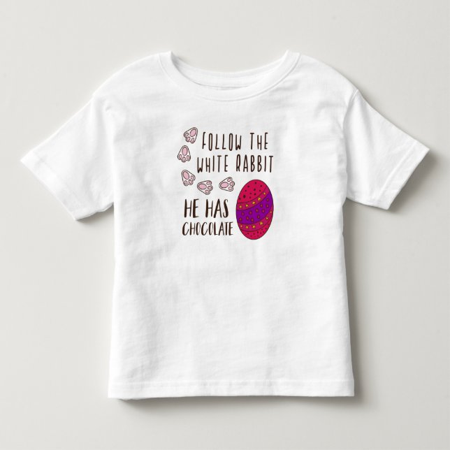 Följ den vita kaninen, den vackra Cute Påsk. T Shirt (Framsida)
