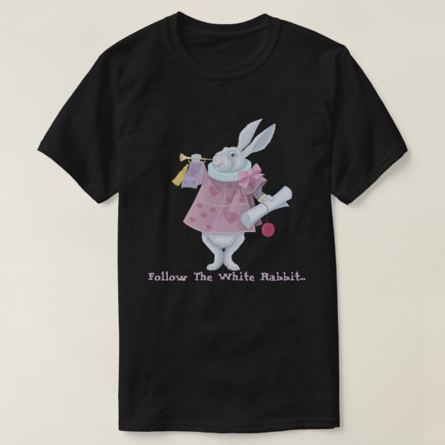 Följ den vita kaninen t shirt (Design framsida)