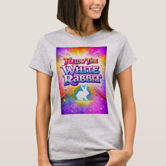 Följ Den Vita Kaninen T Shirt (Framsida)