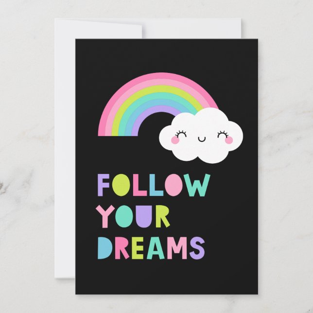 Följ din Dreams Cute Rainbow Cloud Kort (Framsida)