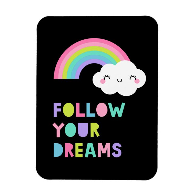 Följ din Dreams Cute Rainbow Cloud Magnet (Vertikal)