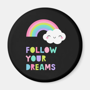 Följ din Dreams Cute Rainbow Cloud Magnet