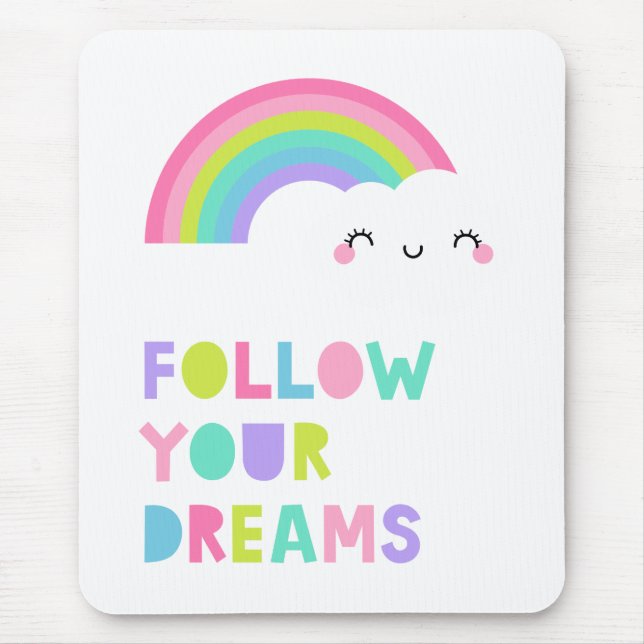 Följ din Dreams Cute Rainbow Cloud Musmatta (Framsidan)