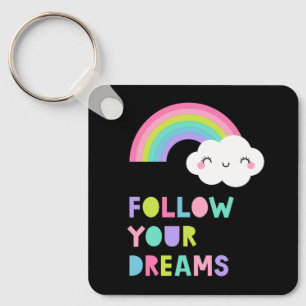 Följ din Dreams Cute Rainbow Cloud Nyckelring