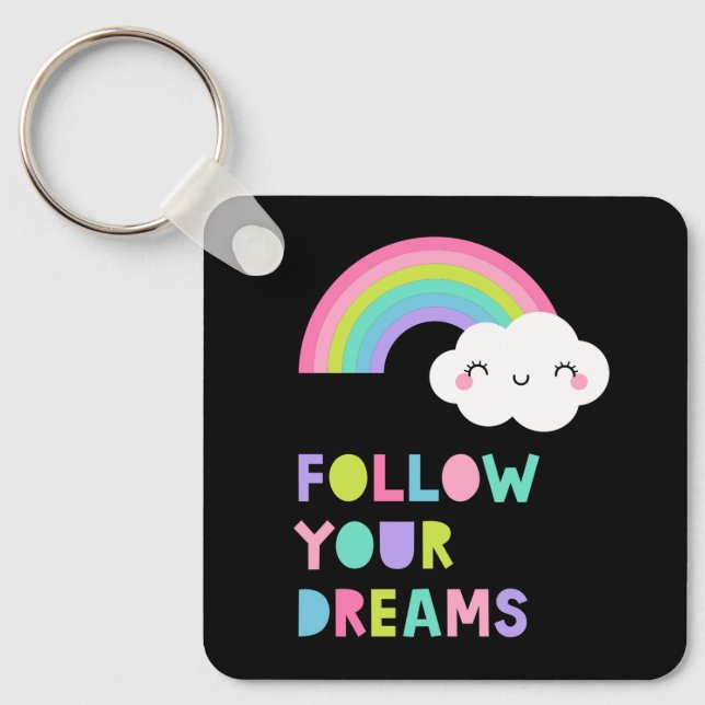 Följ din Dreams Cute Rainbow Cloud Nyckelring (Framsida)